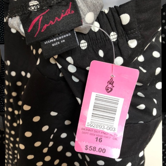 SOLD TORRID halter black white polka dot pin-up dress - Picture 2 of 8